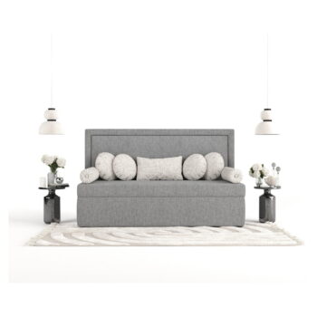 Sivá čalúnená jednolôžková posteľ 90x200 cm Scala – Maison de Rêve – Obrázok 6