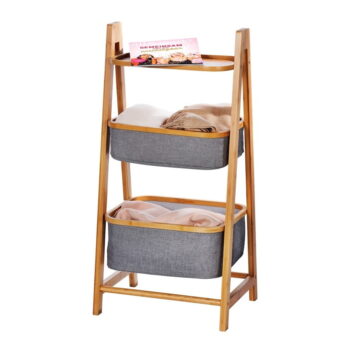 Sivo-hnedý bambusový kúpeľňový regál 44x91 cm Bahari - Wenko – Obrázok 2