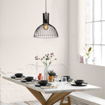 Čierne závesné svietidlo s kovovým tienidlom ø 38 cm Fellini – Opviq lights - Image 2
