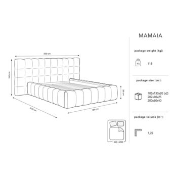 Zelená čalúnená dvojlôžková posteľ s úložným priestorom a roštom 160x200 cm Mamaia – Micadoni Home - Image 8