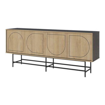 Nízka komoda v dekore duba v čierno-prírodnej farbe 187x77,5 cm Giana – Marckeric - Image 3