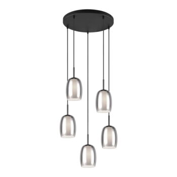 Závesné svietidlo so skleneným tienidlom ø 48 cm v čierno-striebornej farbe Barret – Trio Select – Obrázok 6