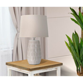 Krémová keramická stolová lampa s textilným tienidlom (výška 44,5 cm) Hole – Mauro Ferretti - Image 2