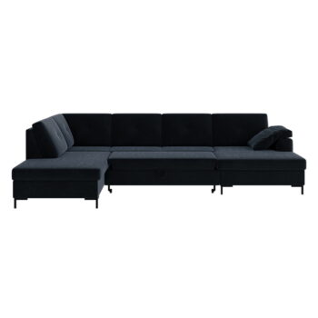 Tmavomodrá zamatová rozkladacia pohovka do "U" Ghado Moor, ľavý roh – Obrázok 3