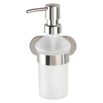 Samodržiaci sklenený dávkovač mydla v matne striebornej farbe 200 ml Orea – Wenko - Image 7