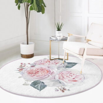 Bielo-ružový prateľný okrúhly koberec vhodný pre robotické vysávače ø 120 cm Comfort – Mila Home – Obrázok 2