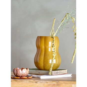 Hnedá sklenená ručne vyrobená váza (výška 20 cm) Pumpkin – Bloomingville - Image 2