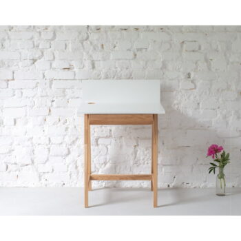 Biely písací stôl s podnožím z jaseňového dreva Ragaba Luka, dĺžka 65 cm - Image 2