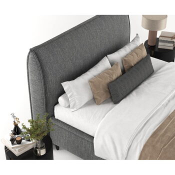 Sivá čalúnená dvojlôžková posteľ s úložným priestorom 200x200 cm Pearl – Maison de Rêve – Obrázok 9