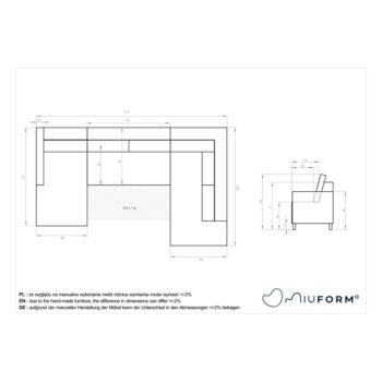 Tmavosivá rozkladacia pohovka do "U" Miuform Scandic Lagom, ľavý roh - Image 6