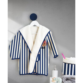 Bielo-modrý bavlnený detský župan veľkosť 2-4 roky Stripes – Playmobil - Image 2