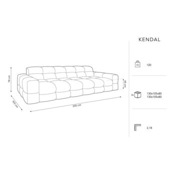 Tmavomodrá zamatová pohovka 255 cm Kendal - Micadoni Home - Image 6