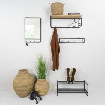 Kovový nástenný vešiak v čierno-prírodnej farbe s poličkou Clint – Spinder Design – Obrázok 4