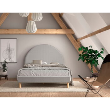 Sivá čalúnená jednolôžková posteľ s roštom 140x200 cm MOON – Vipack - Image 3