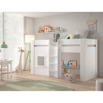Biela vyvýšená detská posteľ z borovicového dreva 90x200 cm RENO – Vipack - Image 3