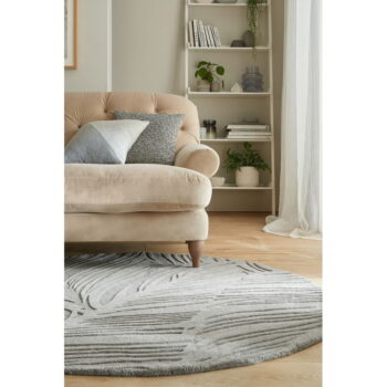 Sivý vlnený okrúhly koberec ø 160 cm Leaf - Flair Rugs - Image 2