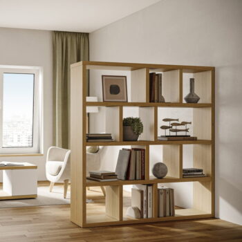 Hnedá knižnica v dekore duba 150x159 cm Berlin – TemaHome - Image 4