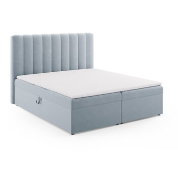 Svetlomodrá boxspring posteľ s úložným priestorom 180x200 cm Gina – Milo Casa