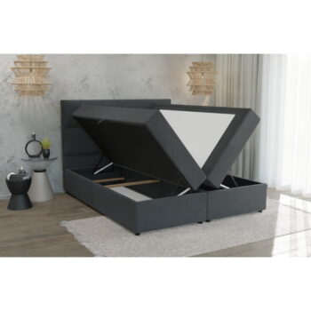 Tmavosivá boxspring posteľ s úložným priestorom 200x200 cm Lola – Ropez - Image 4