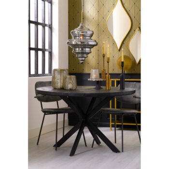 Čierny okrúhly jedálenský stôl s doskou z akácie ø 140 cm Yellov – Light & Living – Obrázok 5