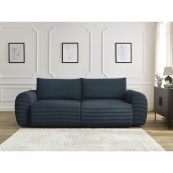 Tmavomodrá menčestrová rozkladacia pohovka 257 cm Lucien – Bobochic Paris - Image 8
