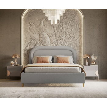 Svetlosivá čalúnená dvojlôžková posteľ s úložným priestorom s roštom 180x200 cm Mija – Maison de Rêve - Image 4