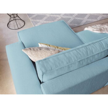 Svetlomodrá menčestrová rozkladacia rohová variabilná pohovka Nihad – Bobochic Paris – Obrázok 8