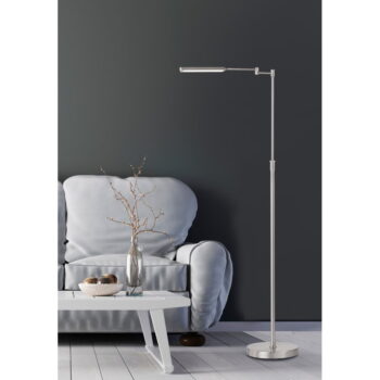 LED stojacia lampa v striebornej farbe s kovovým tienidlom (výška  130 cm) Nami – Fischer & Honsel - Image 2