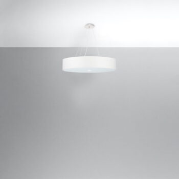 Biele závesné svietidlo s textilným tienidlom ø 60 cm Herra – Nice Lamps - Image 3