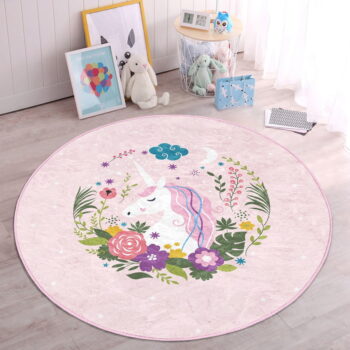 Ružový detský koberec ø 80 cm Comfort – Mila Home - Image 3