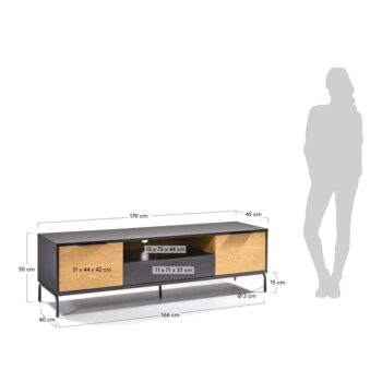 Čierno-hnedý TV stolík Kave Home SAVOI, 170 x 50 cm - Image 5