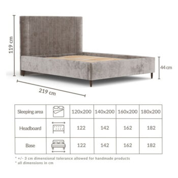 Sivá čalúnená dvojlôžková posteľ s úložným priestorom s roštom 180x200 cm Etero – Maison de Rêve - Image 6