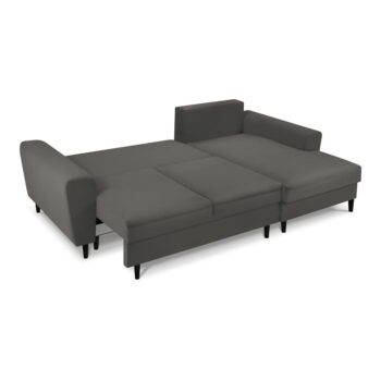 Tmavosivá menčestrová rozkladacia rohová pohovka Micadoni Home Moghan, pravý roh - Image 6