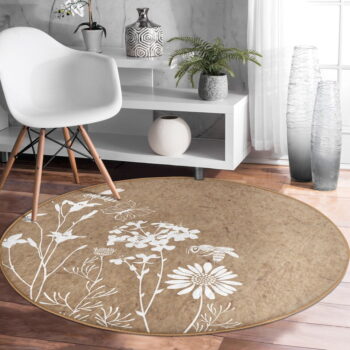 Svetlohnedý prateľný okrúhly koberec vhodný pre robotické vysávače ø 100 cm Comfort – Mila Home - Image 3