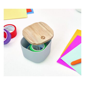Sivý úložný box s vekom z dreva paulownia iDesign Eco, 9 x 9 cm - Image 7