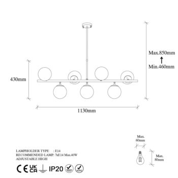 Stropné svietidlo v bielo-zlatej farbe so skleneným tienidlom 40x113 cm Fazli – Opviq lights - Image 6