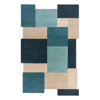 Modrý/béžový vlnený koberec 150x240 cm Abstract Collage – Flair Rugs
