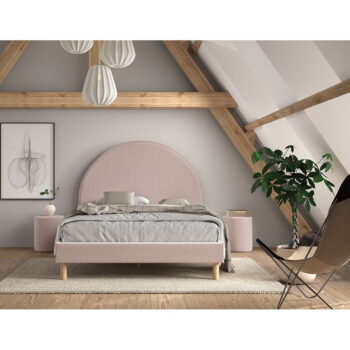 Ružová čalúnená jednolôžková posteľ s roštom 140x200 cm MOON – Vipack – Obrázok 5