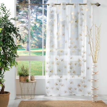 Voálová záclona v bielej a zlatej farbe 140x240 cm Ginkgold – douceur d'intérieur - Image 3
