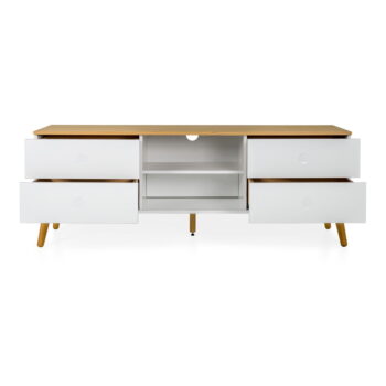Biely TV stolík s detailmi v dekore dubového dreva Tenzo Dot, šírka 162 cm - Image 4