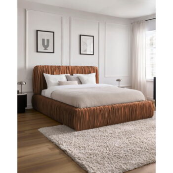 Oranžová čalúnená dvojlôžková posteľ s úložným priestorom s roštom 180x200 cm Blair – Bobochic Paris – Obrázok 5