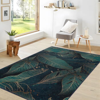 Prateľný koberec v petrolejovej farbe 160x230 cm Midnight Jungle – Mila Home - Image 7