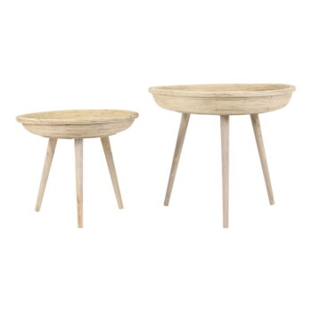 Ratanové okrúhle odkladacie stolíky v súprave 2 ks ø 56 cm Colon – Light & Living - Image 4