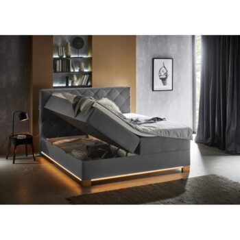 Sivá boxspring posteľ s úložným priestorom 160x200 cm Messina – Meise Möbel - Image 7