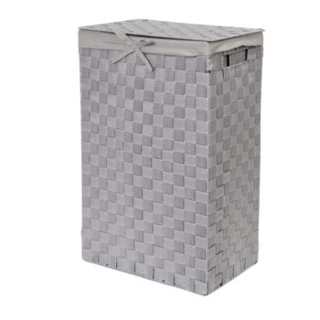 Sivý viskózny kôš na bielizeň s vekom Compactor Laundry Basket Linen, výška 60 cm – Obrázok 2