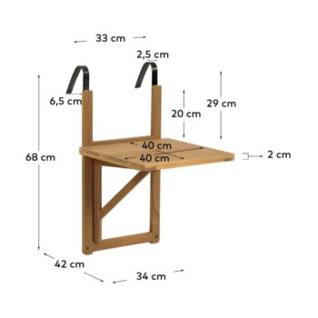 Závesný balkónový stolík 40x42 cm Amarilis – Kave Home - Image 3