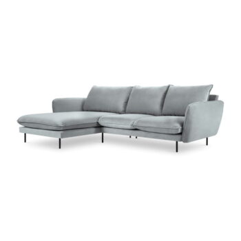 Svetlosivá zamatová rohová pohovka Cosmopolitan Design Vienna, ľavý roh - Image 3