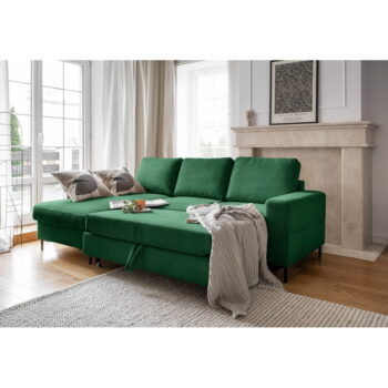 Tmavozelená menčestrová rozkladacia rohová pohovka (ľavý roh) Lofty Lilly – Miuform - Image 7
