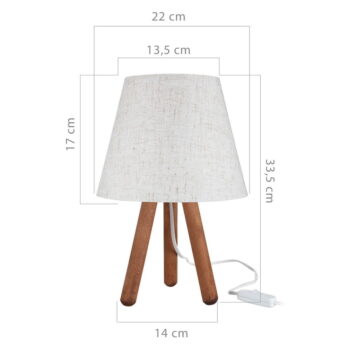 Stolová lampa s textilným tienidlom v bielo-prírodnej farbe (výška 33,5 cm) – Squid Lighting - Image 3