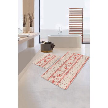 Červené/béžové kúpeľňové predložky v súprave 2 ks 60x100 cm – Mila Home - Image 3